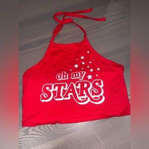Bright red cropped halter top good condition
